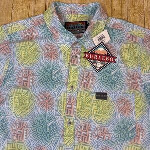 Burlebo Button Down Shirt Mens Medium Short Sleeve NEW NWT